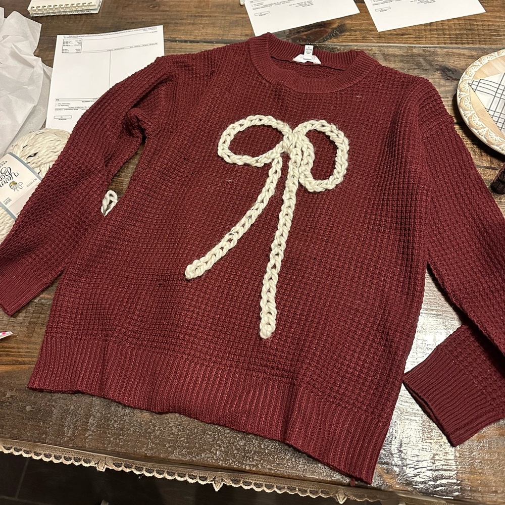 Custom Bow Handstitched Sweater NEVER WORN